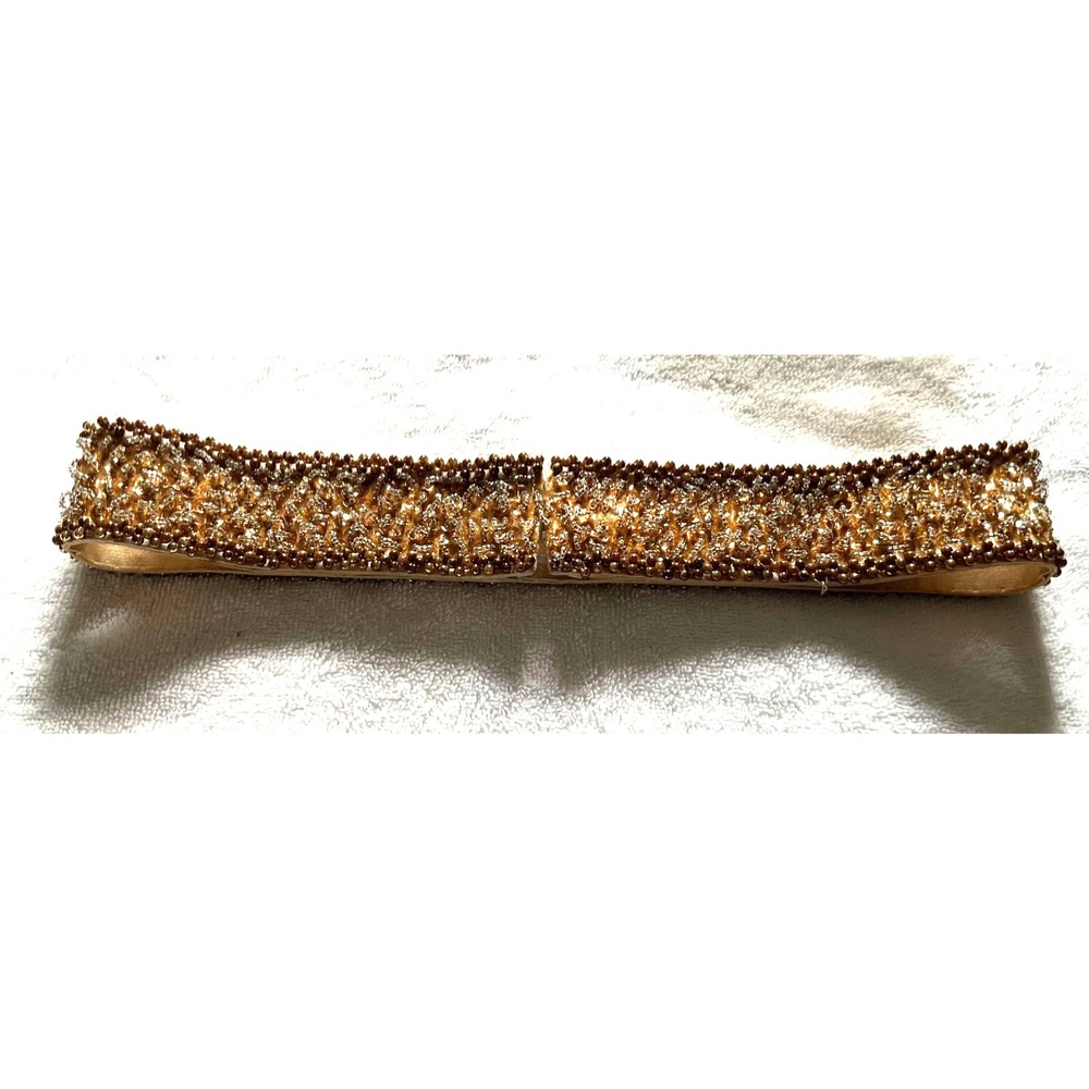 1920's-1950's Metalic Gold & Bronze Seed Beaded Belt 30" Waist